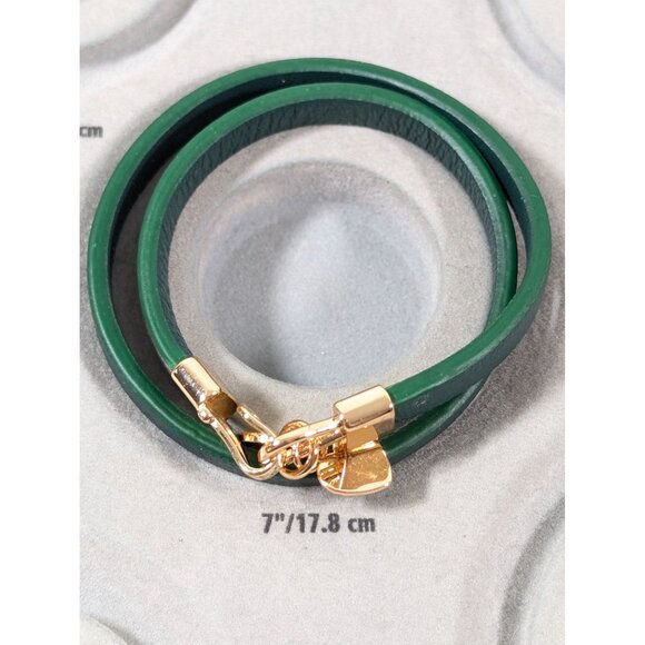 Victoria Emerson Green Leather Double Wrap Bracelet 15 in - Picture 9 of 9